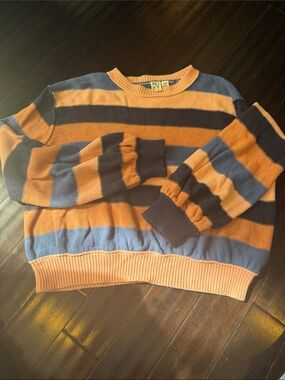 Roxy women’s Striped Crewneck Sweater in salmon, pink, Navy & Blue
